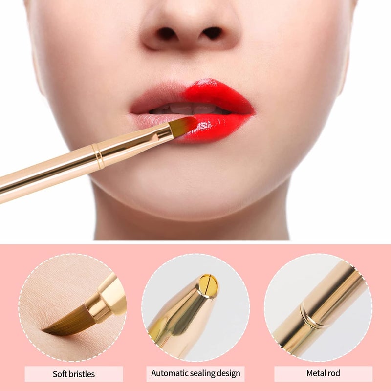 Unaone [2 Pack] Lip Brush for Lipstick, Retractable Lip Brushes, Dual-ended Makeup Brush for Lipstick Lip Gloss, Include Lid - Image 5